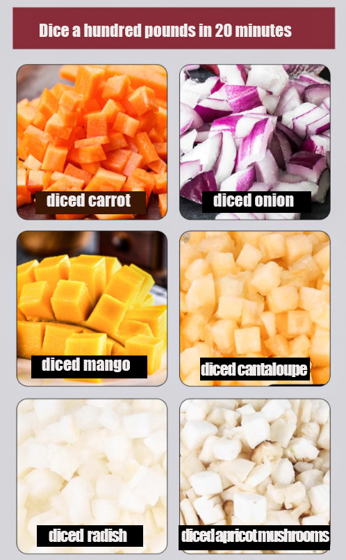 Máquina cortadora y trituradora de melones y frutas