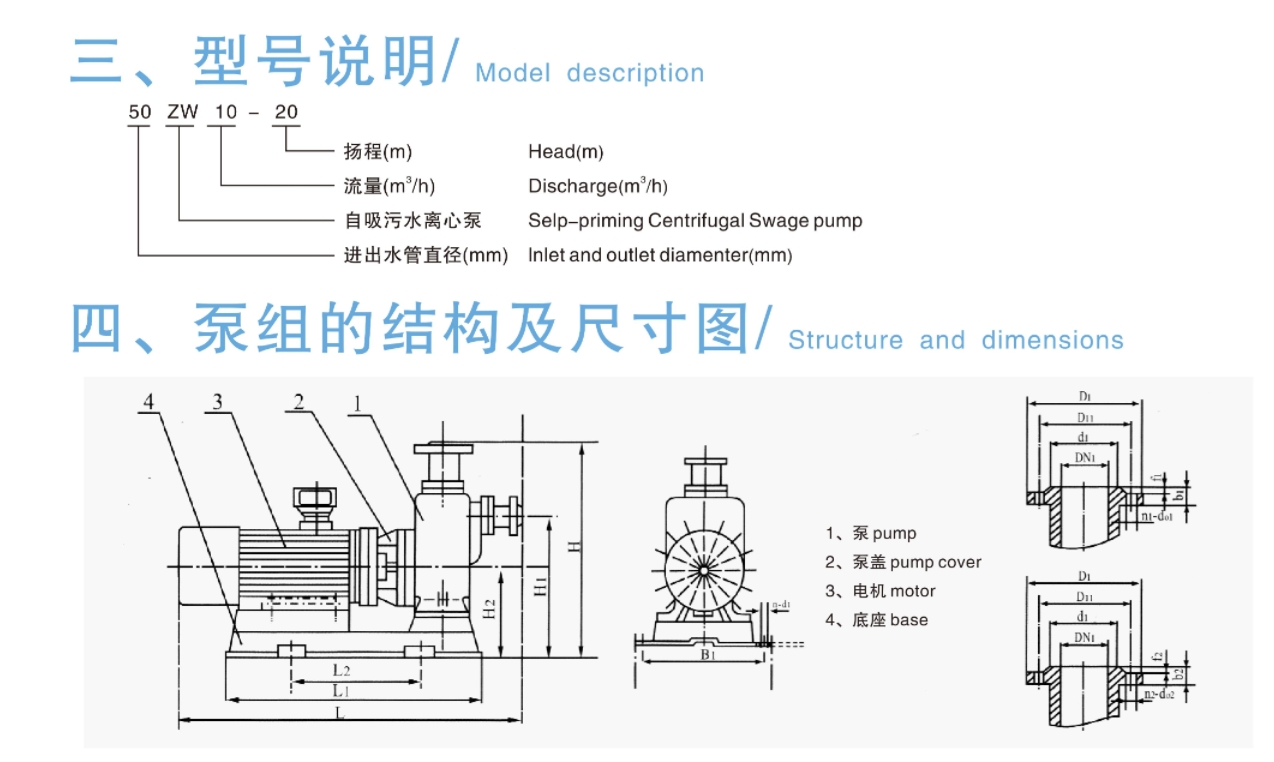 Bomba centrífuga autocebante para aguas residuales