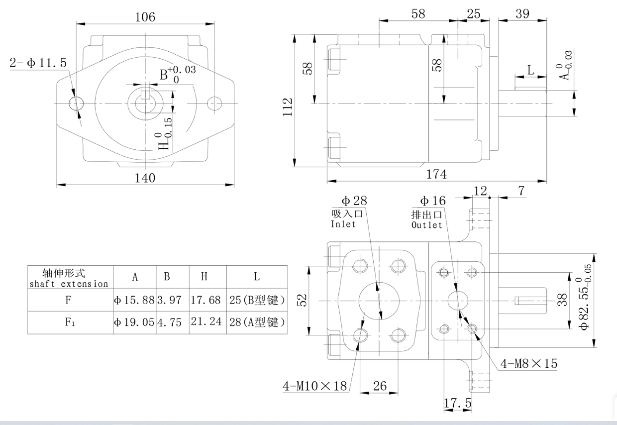 Bombas de paletas serie PV2R（PV2R1-17-FR）