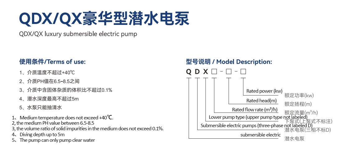 Bomba eléctrica sumergible de lujo QDX/QX